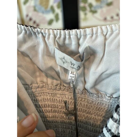 NWT Wayf Smocked Waist Gingham Checkered Ruffle Mini Dress Black Womens Size XL - Picture 6 of 9